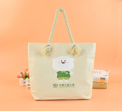 打孔穿绳手提帆布袋定制广告棉布袋热转印工艺