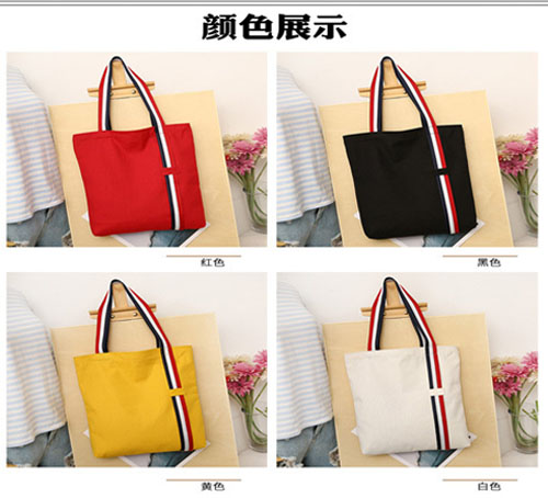 彩色织带手提帆布袋定做四款颜色展示